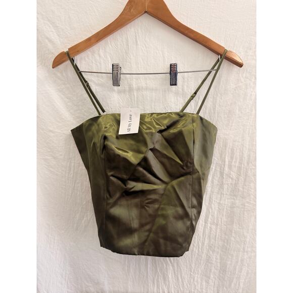 All My Love NEW‎ Anna Top in Olive Medium Satin Party Night Out Summer Glam - Picture 6 of 8